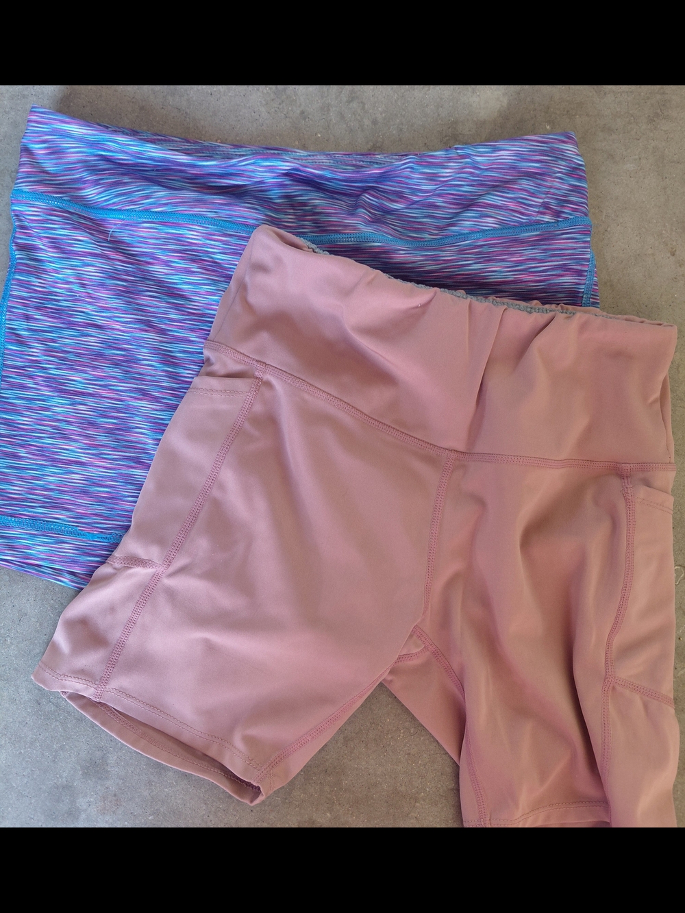 Bundle Of 2 Women’s Pink/Blue Athletic Bike Shorts - Stretch Performance S/M